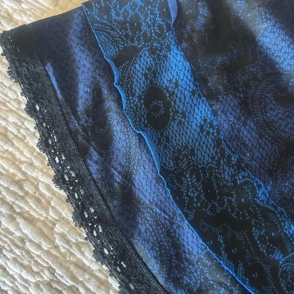 Desigual Blue and Black Midi Dress with round deep Neck - Picture 5 of 8